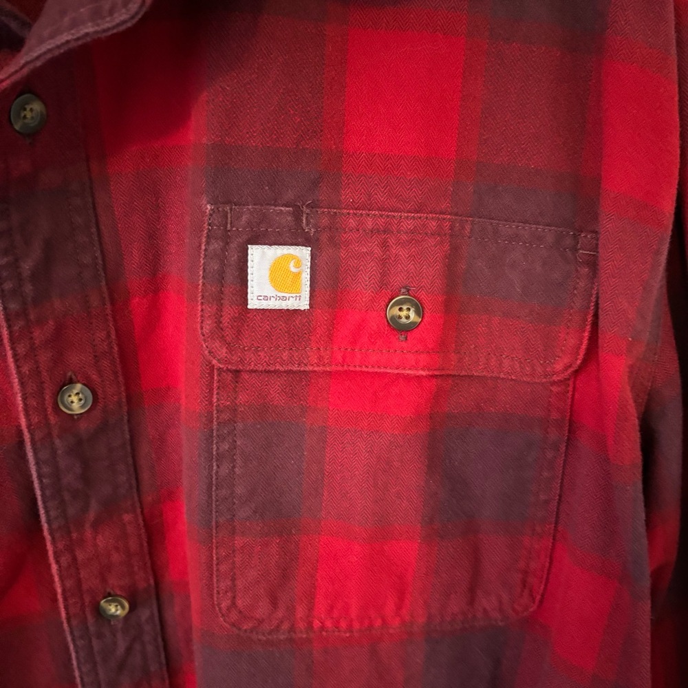 Carhartt Original Fit Red Plaid Long Sleeve Flannel Shirt XXL - Picture 3 of 3
